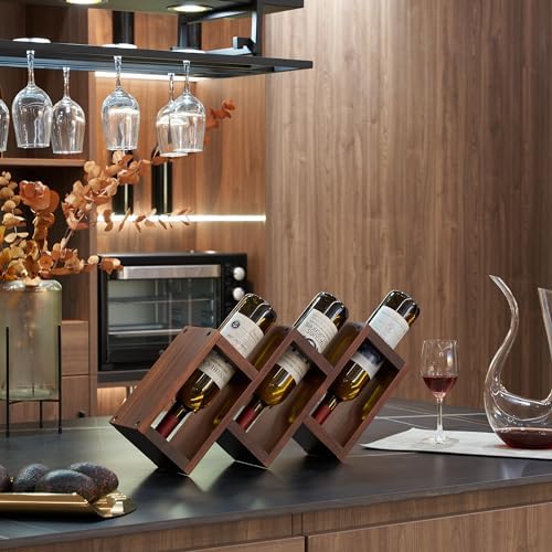 3 Bottles Wood Wine Rack - Solid Pine Storage Holder