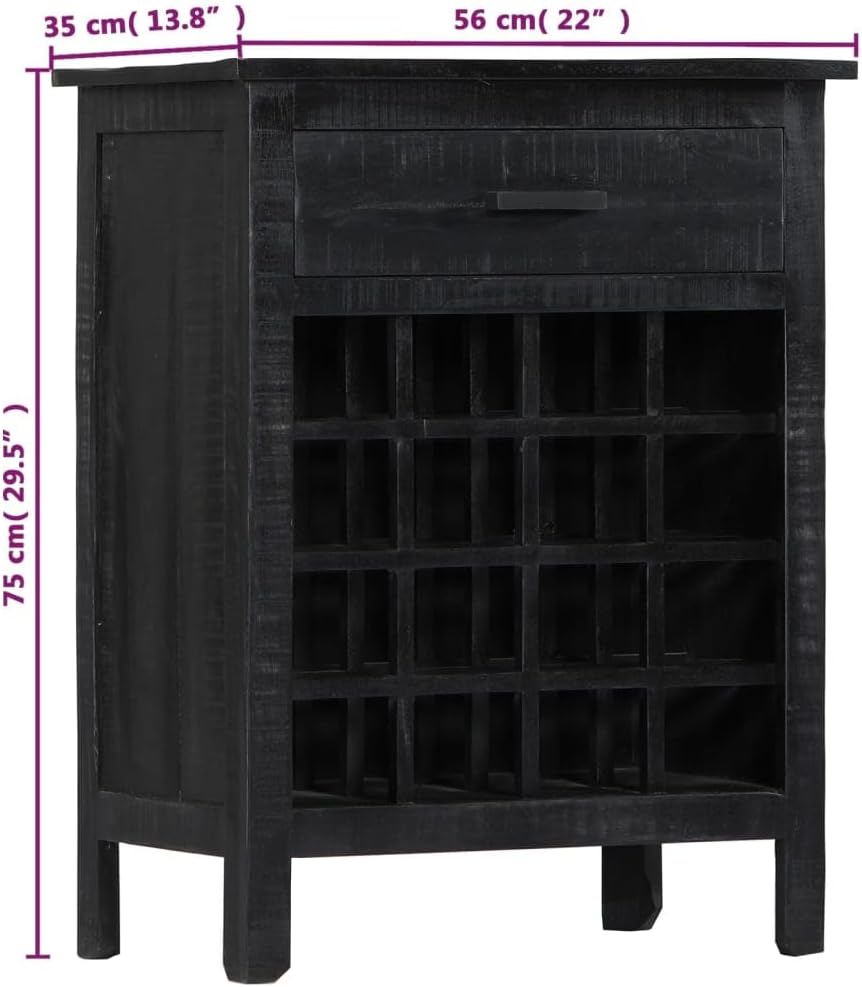 WEHUOSIF Black Wooden Wine Rack 16 Bottles
