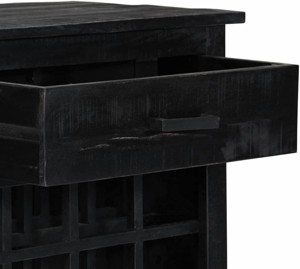 Priority Delivery Wine Rack - 16 Bottle Storage Solid Mango Wood Black