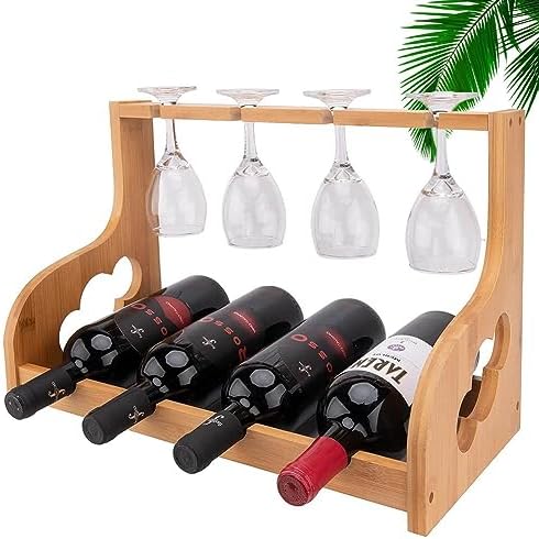 Etlegor Freestanding Wine Rack with Glass Holder