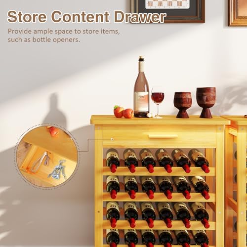 Kinbor 6-Tier Bamboo Wine Rack with Drawer 1