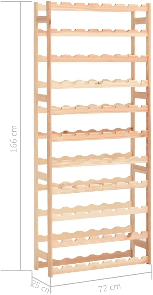 vidaXL Freestanding Wine Rack 77-Bottle Capacity Solid Pinewood Natural Finish