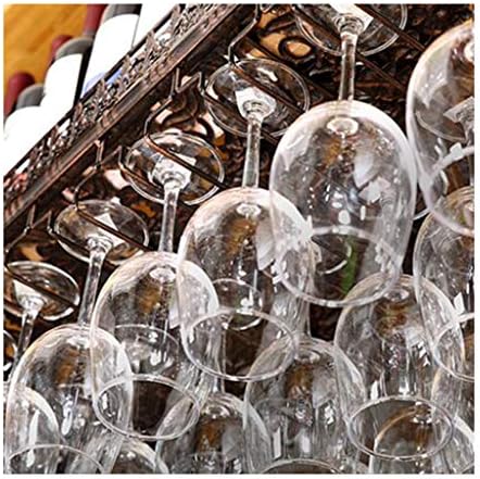 ULAINE Wall-Mounted Wine Glass Rack Lighted Brown Iron and Wood Design