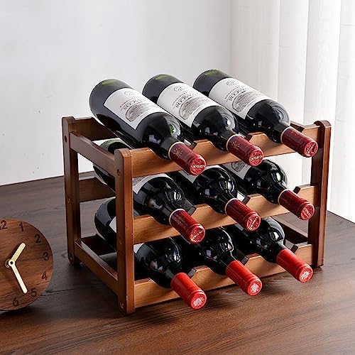OWKAY Vintage Wooden Wine Rack 3 Tiers