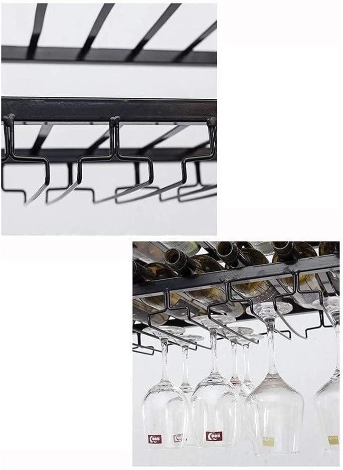 Creative Hanging Wine Rack Metal Frame Black 50x30cm