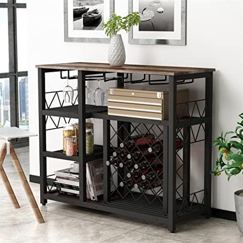 Stylish Freestanding Wine Rack with Glass Shelves and Storage Cabinet