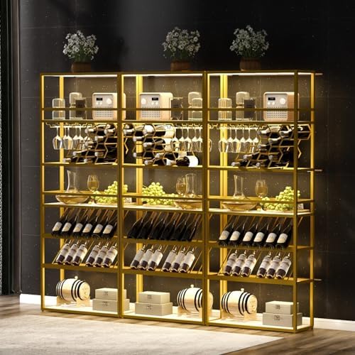 AiStarlink 7-Layer Wine Rack with LED Light and Glass Display 1