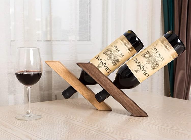 WONQEXZ Wine Bottle Holder - Freestanding Wood Stand for Dining Table