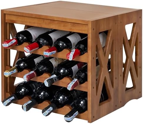 YCICI Wine Rack for 28 Bottles 12 Glasses