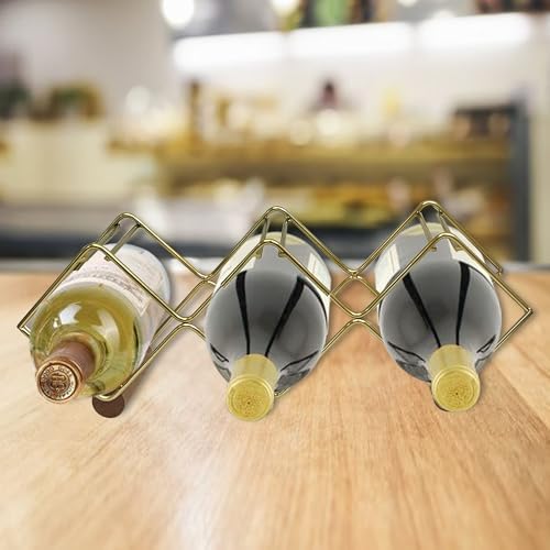Nu Steel 5 Bottles Tabletop Wine Holder with Gold Finish 1