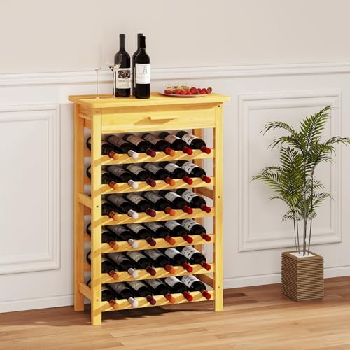 JSUN7 36 Bottle Bamboo Wine Rack - Space-Saving Display