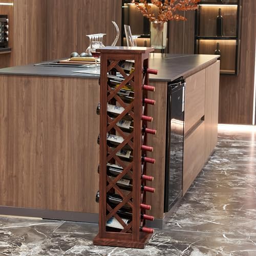 Freestanding Wine Rack in Checkered Design for 10 Bottles
