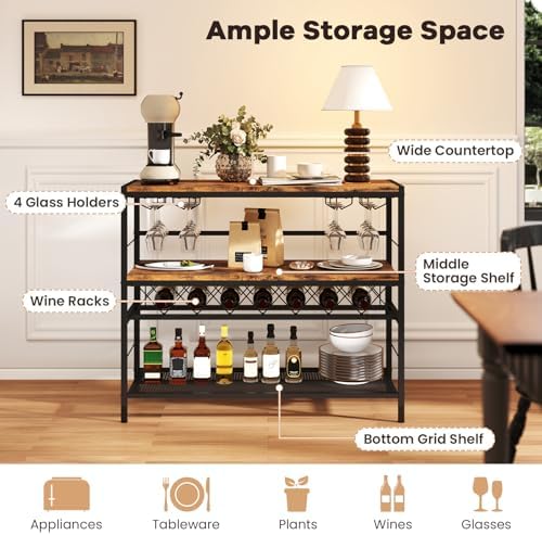 COSTWAY 41 Inch Freestanding Wine Rack Table