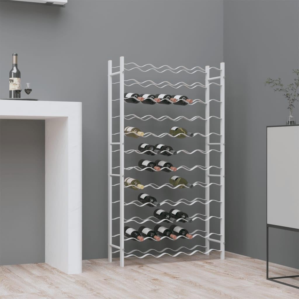 vidaXL 72-Bottle Wine Rack - White Metal Organizer