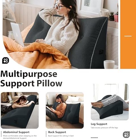 BNCKTRD Triangle Reading Pillow XXL Velvet Gray
