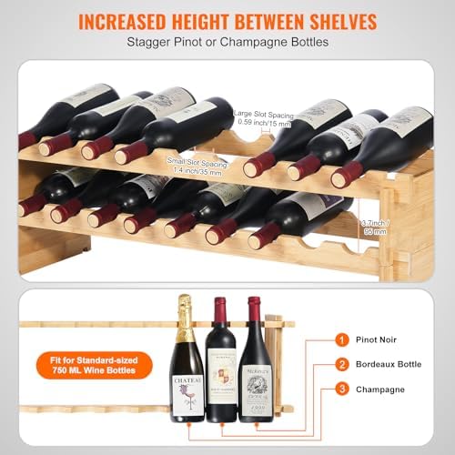 VEVOR 18-Bottle Stackable Freestanding Wine Rack