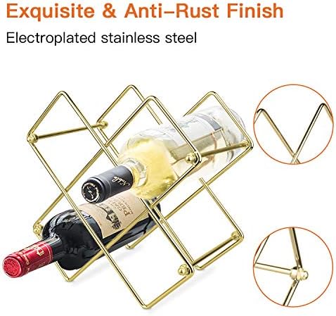Yimerlen Tabletop Wine Rack 6 Bottle Capacity Gold Finish