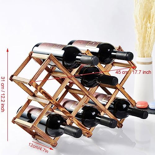 Foldable Wooden Wine Rack for 10 Bottles