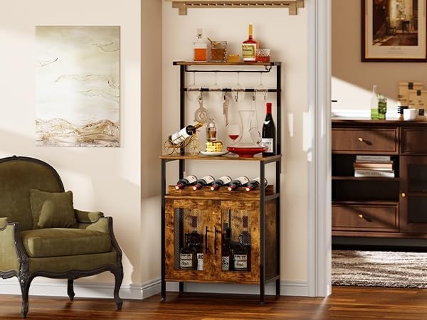 X-cosrack 3-Tier Bar Cabinet with S Hooks Mesh Doors