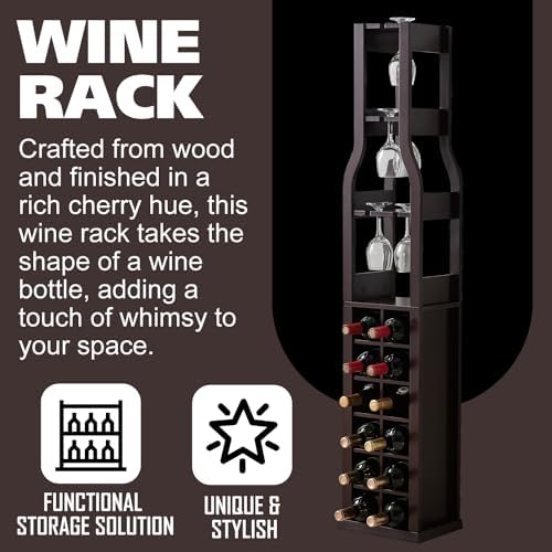 Kings Brand Granger Wine Rack - 12 Bottle Capacity - Dark Cherry