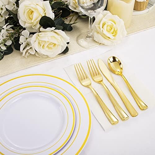 WDF 120 Pieces Gold Plastic Cutlery Set