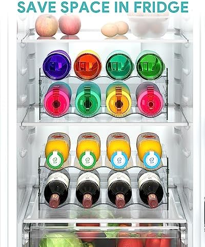 4 Tier Water Bottle Organizer for 16 Bottles Clear Plastic Freestanding