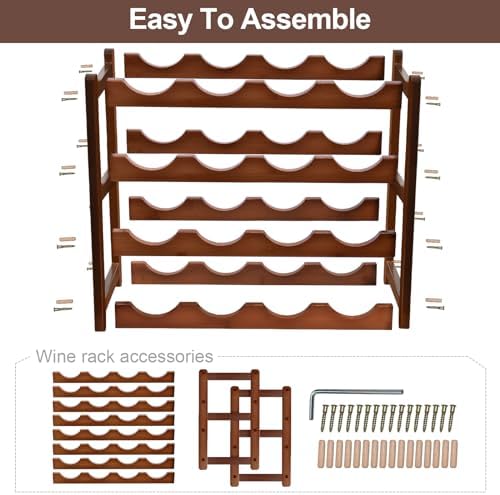 Brown 4-Tier Wine Rack for 16 Bottles