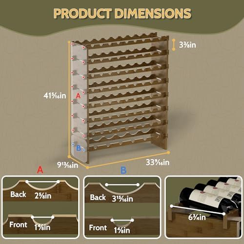 Bamboo 8-Tier Freestanding Wine Rack with Deer Stopper