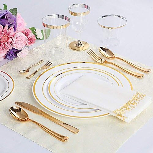 WDF 120 Pieces Gold Plastic Cutlery Set