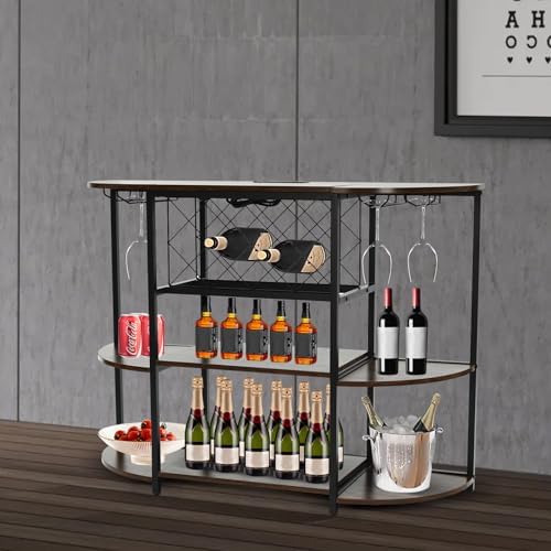 Industrial Wine Rack Table with RGB LED Light