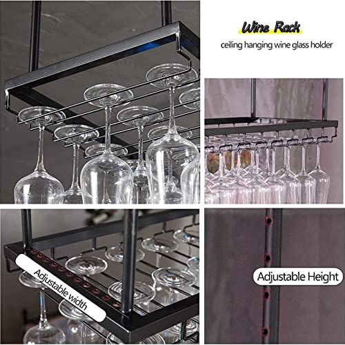Adjustable Wall-Mounted Wine Glass Rack Black 120Cm