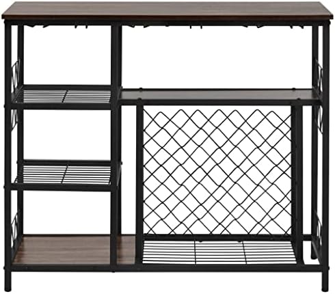 Stylish Freestanding Wine Rack with Glass Shelves and Storage Cabinet
