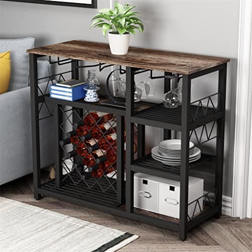 Stylish Freestanding Wine Rack with Glass Shelves and Storage Cabinet