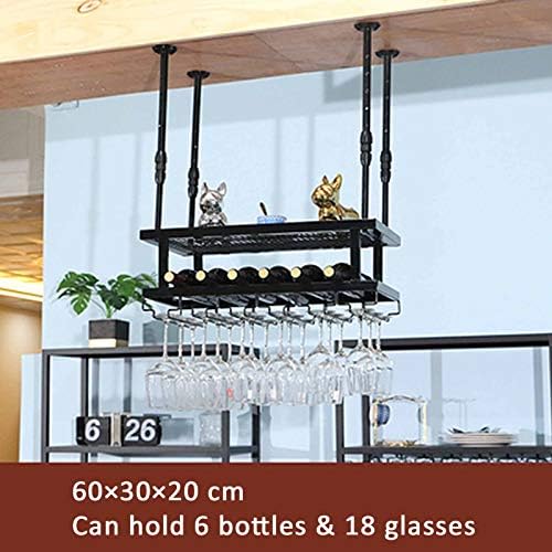 Adjustable Wall-Mounted Wine Rack - 60cm Black Glass Holder