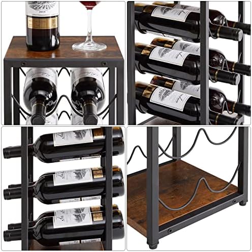 IBUYKE 6-Bottle Rustic Wood Wine Rack 3 Tier Freestanding