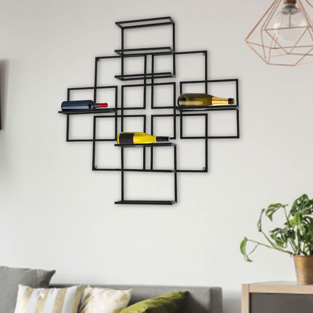 Gdrasuya10 8-Bottle Black Wall Wine Rack