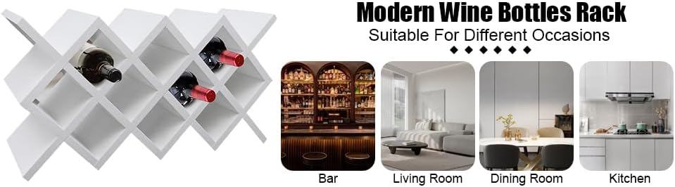 10 Grid Wine Lattice Rack Wooden Holder Stand