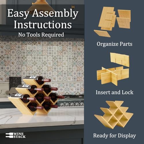 Wine Stack 8 Bottle Bamboo Wine Rack - Modern Lattice Design