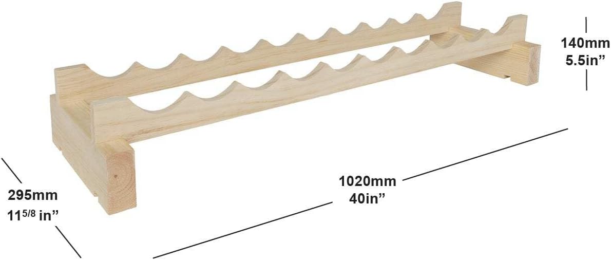 10 Bottle Wide Wine Rack Natural Pine