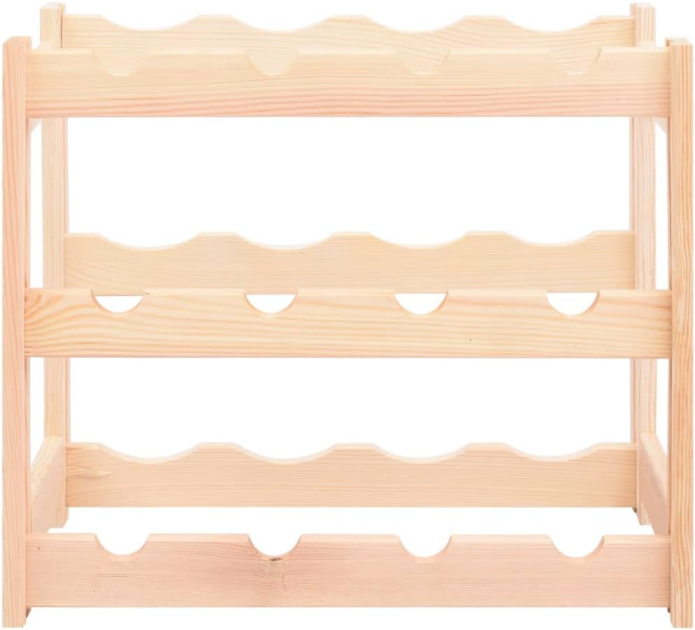 ZQQLVOO Solid Pinewood Wine Rack for 12 Bottles