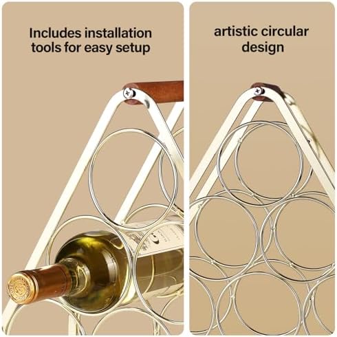 Drincarier 6 Bottle Countertop Wine Rack - 3 Tier Modern Gold Metal Design
