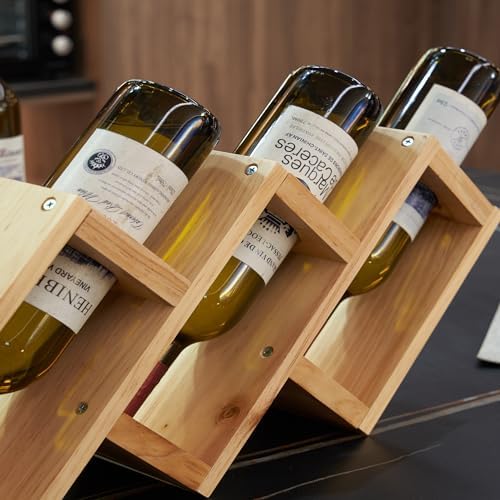 3 Bottle Pine Wood Wine Rack for Home Use