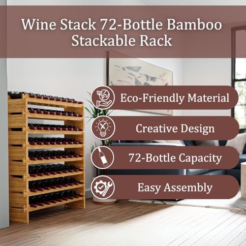 Wine Stack 72 Bottle Bamboo Freestanding Wine Rack