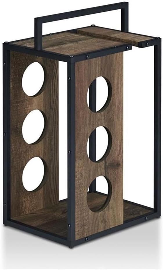 Furniture of America Harvan 3-Bottle Wine Rack in Reclaimed Oak