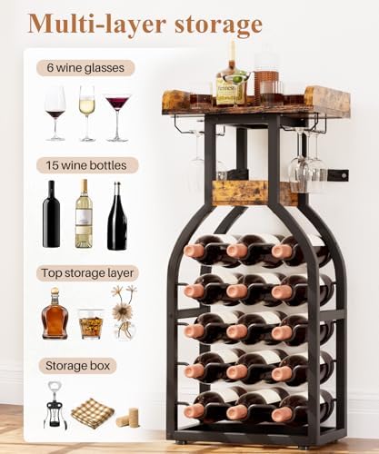 Vilaxing Freestanding Wine Rack 15 Bottle Storage