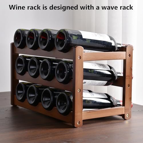 4 Tier Wooden Wine Rack 16 Bottles Freestanding