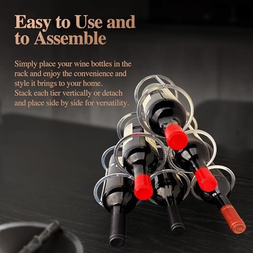 Lilys Home Countertop Wine Rack - 6 Bottle Holder Freestanding Elegant Kitchen Storage