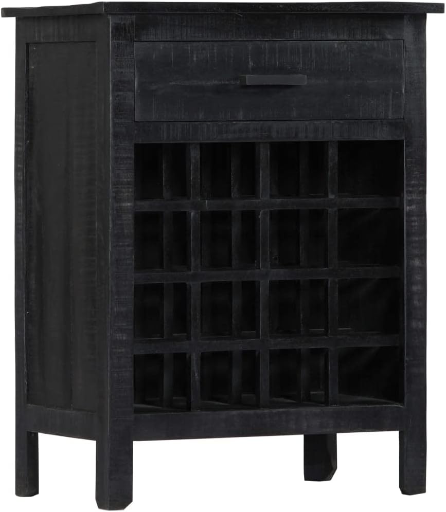 WEHUOSIF Black Wooden Wine Rack 16 Bottles
