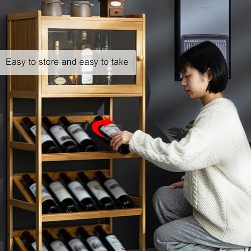 Wood Wine Bar Cabinet with Tabletop Storage Space-Saving Light Brown 52x30x90cm
