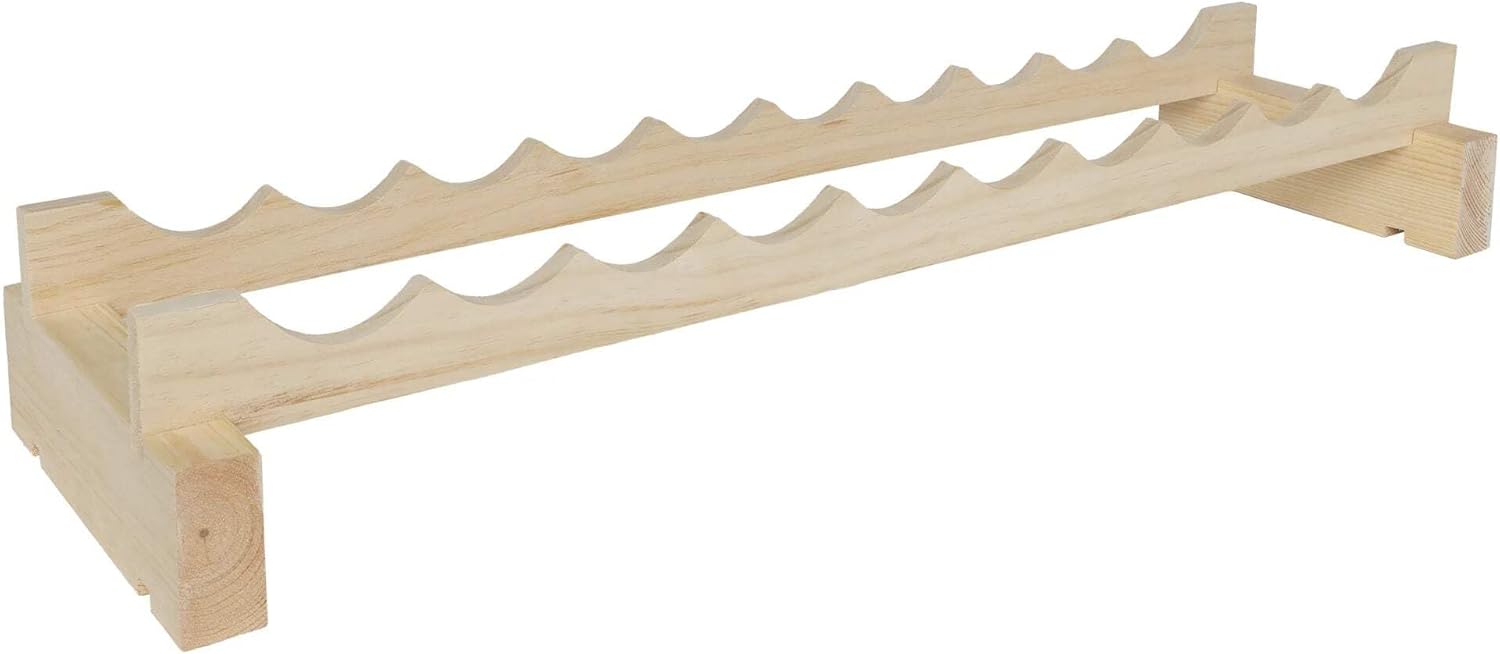10 Bottle Wide Wine Rack Natural Pine
